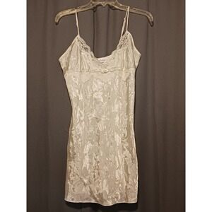 Adonna Ivory‎ Shiney Floral Lace Trim Slip nightgown Lingerie small